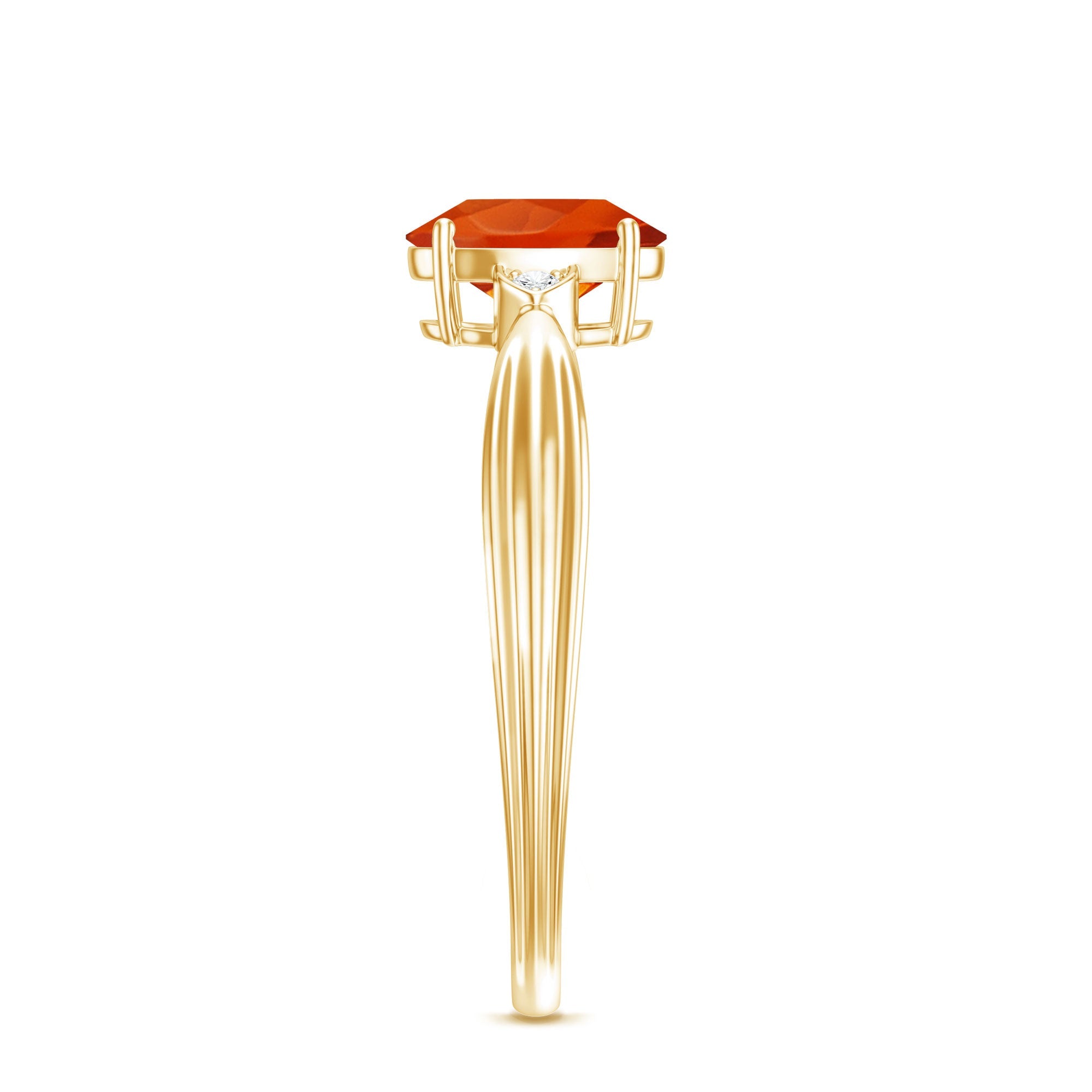 3/4 CT Oval Shape Fire Opal Engagement Ring with Diamond