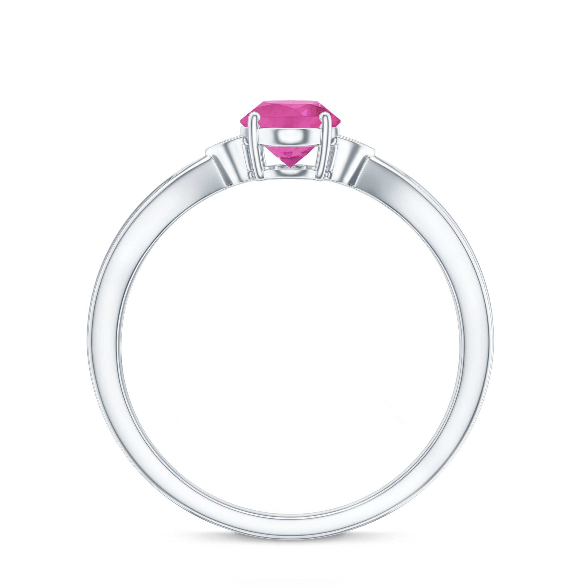 Oval Shape Pink Tourmaline Solitaire Ring with Diamond
