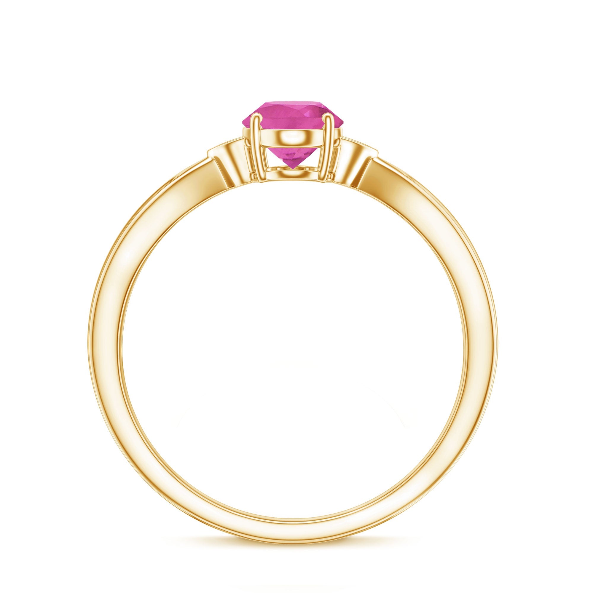 Oval Shape Pink Tourmaline Solitaire Ring with Diamond
