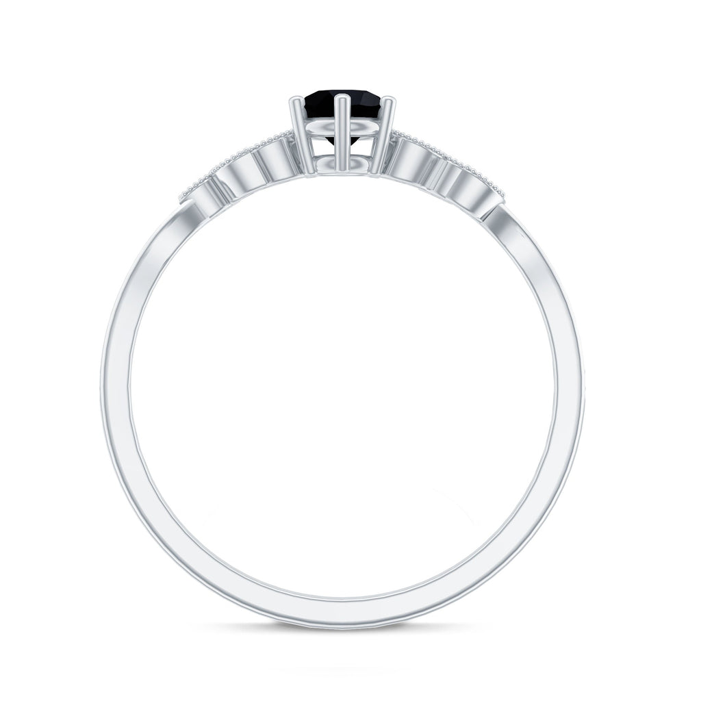 Nature Inspired Black Spinel Proposal Ring with Diamond