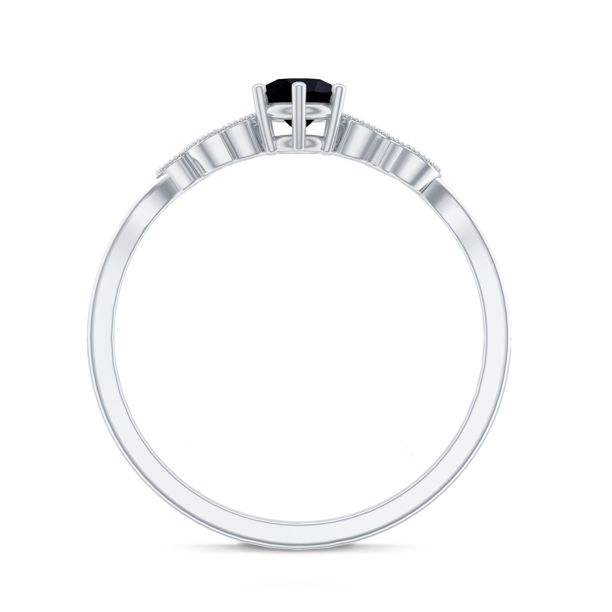 Nature Inspired Black Spinel Proposal Ring with Diamond
