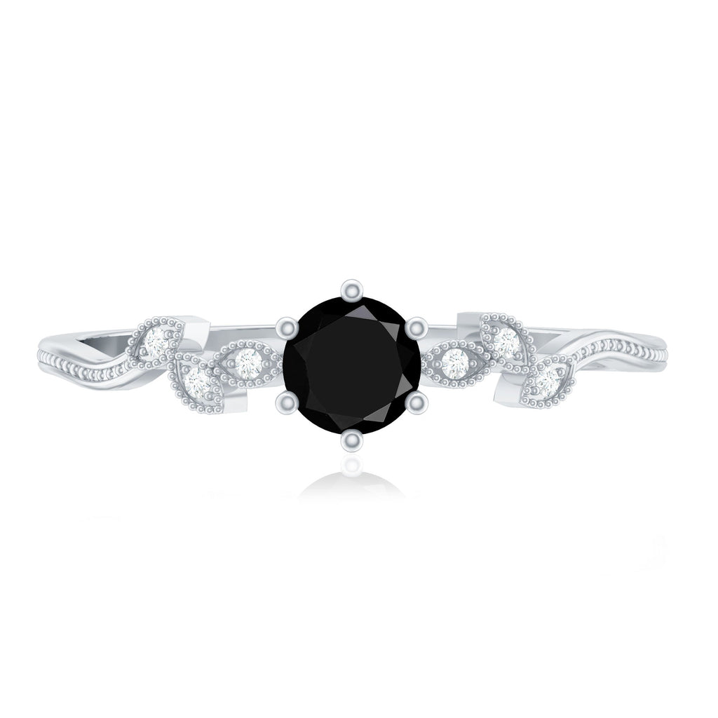 Nature Inspired Black Spinel Proposal Ring with Diamond