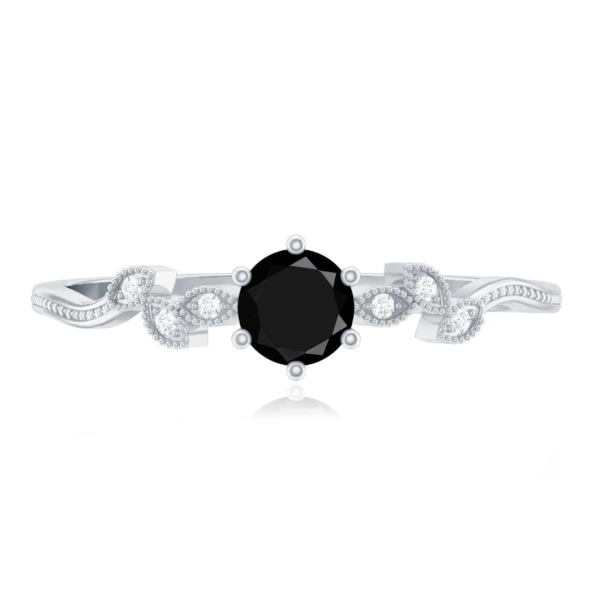 Nature Inspired Black Spinel Proposal Ring with Diamond