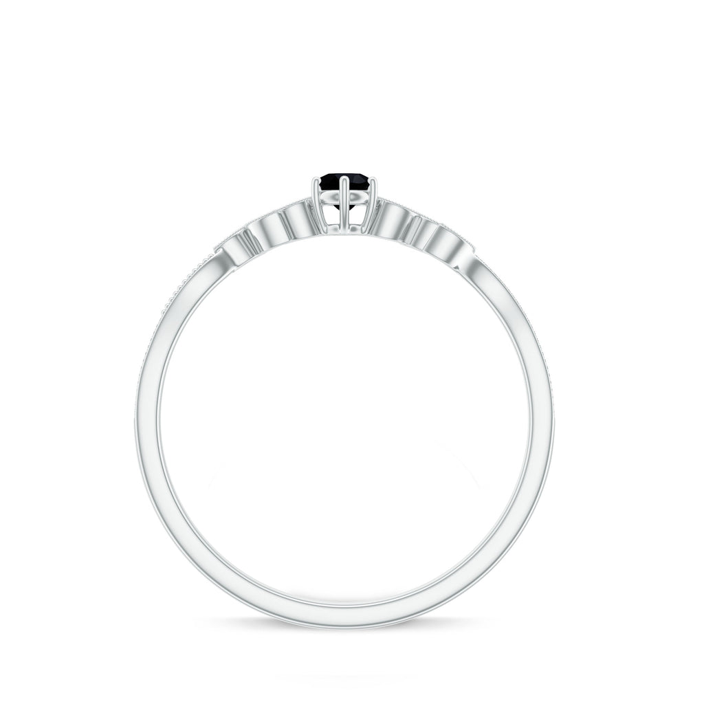 Black Onyx and Diamond Nature Inspired Promise Ring