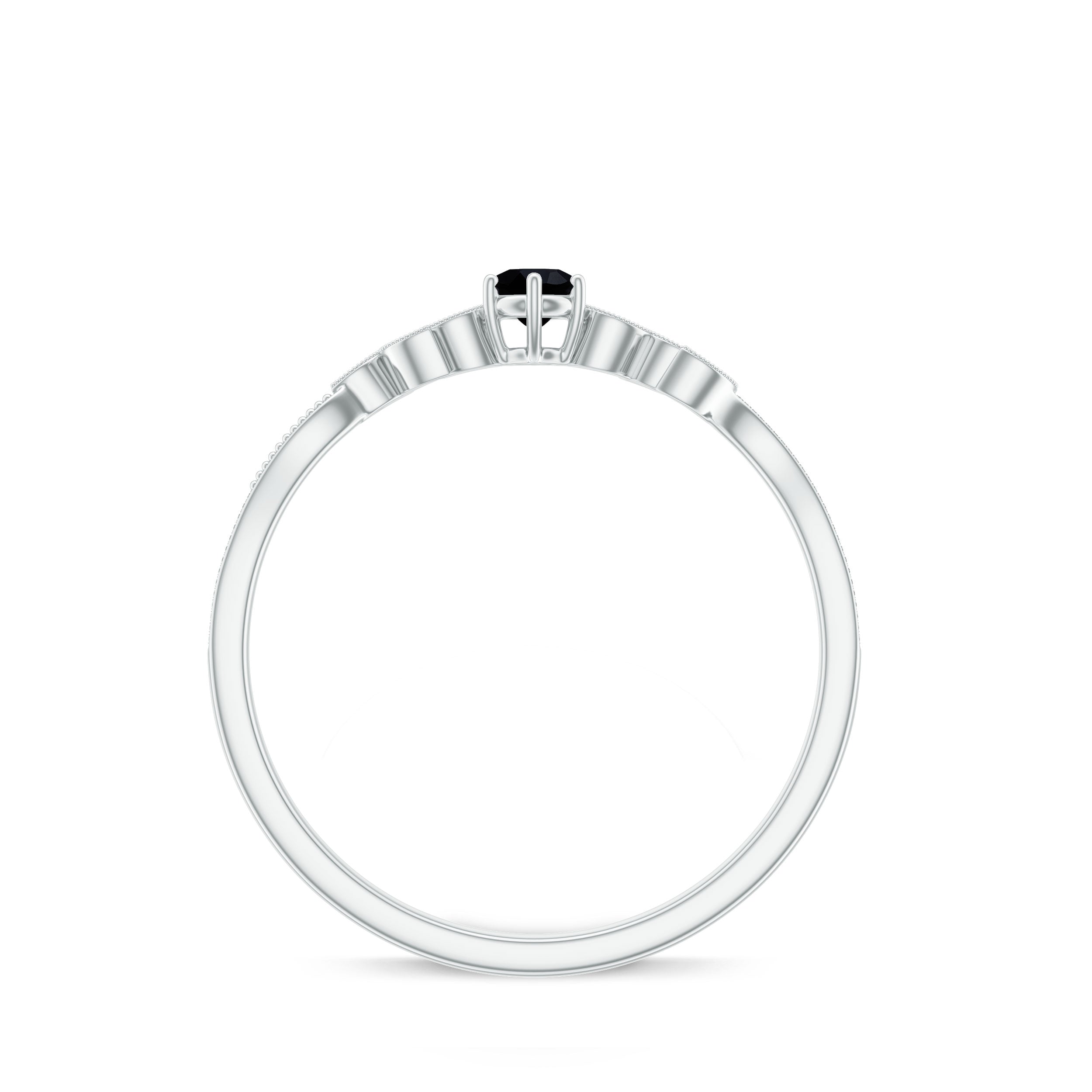 Black Onyx and Diamond Nature Inspired Promise Ring