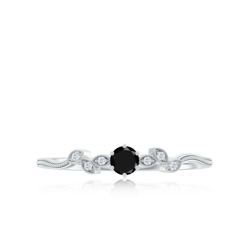 Black Onyx and Diamond Nature Inspired Promise Ring