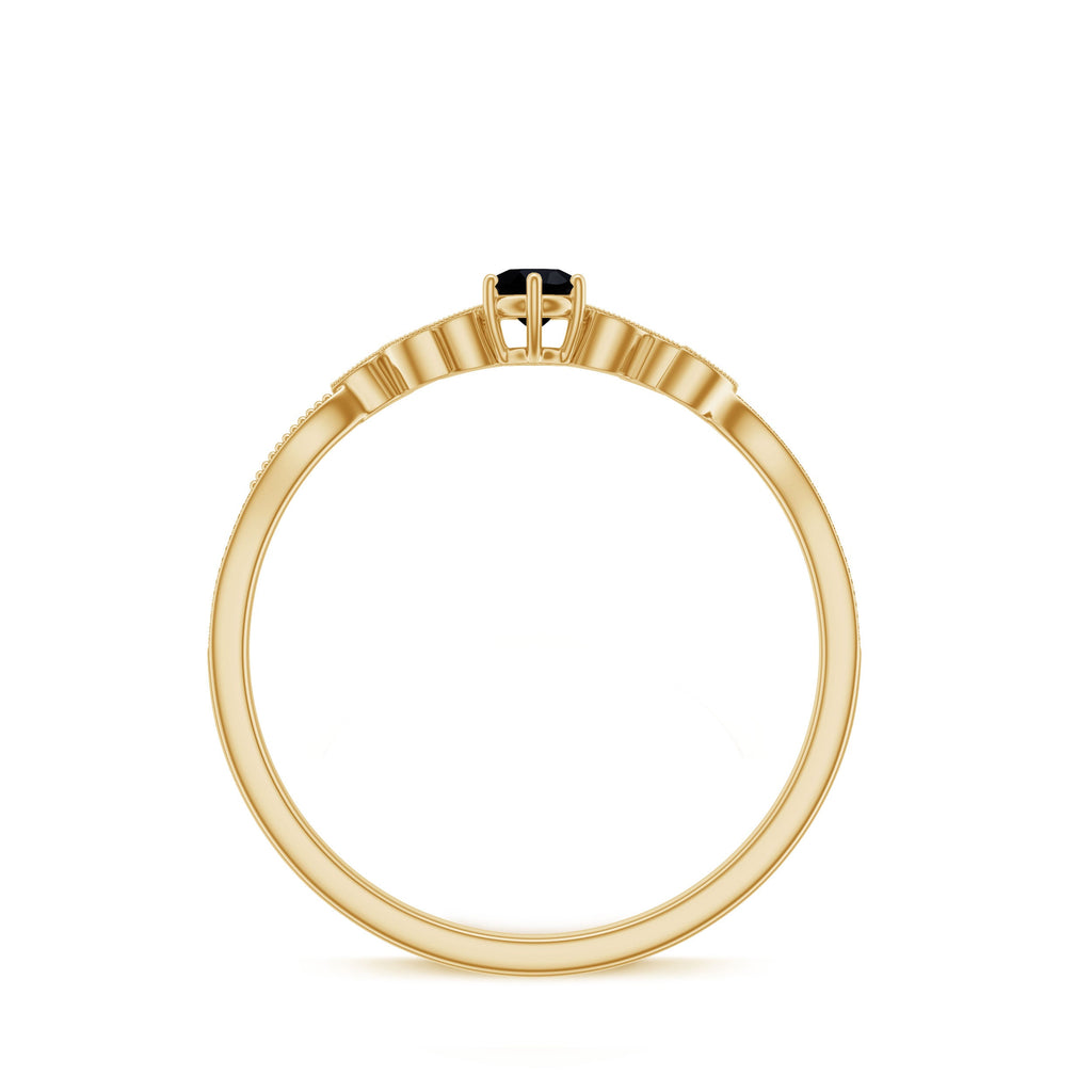 Black Onyx and Diamond Nature Inspired Promise Ring