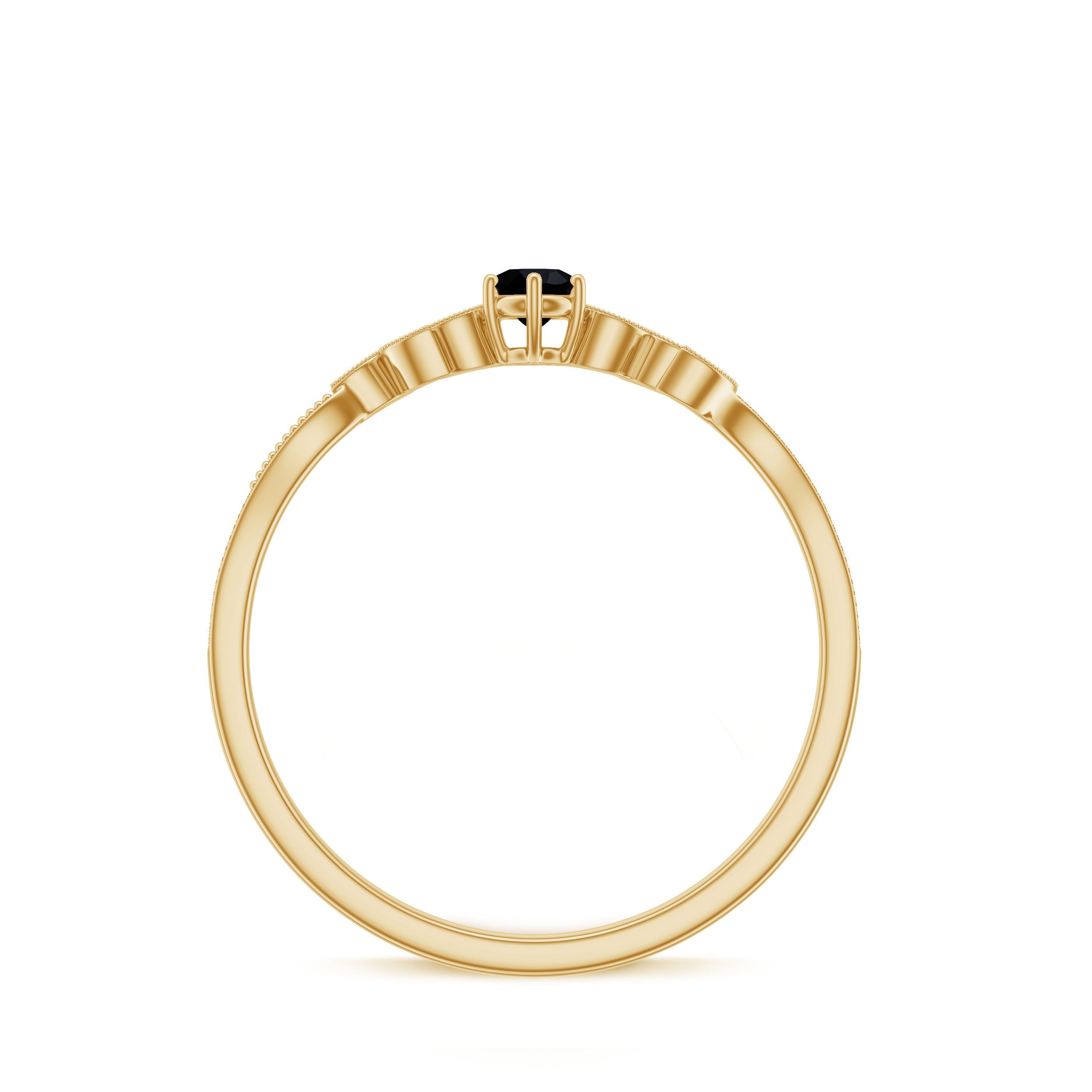 Black Onyx and Diamond Nature Inspired Promise Ring