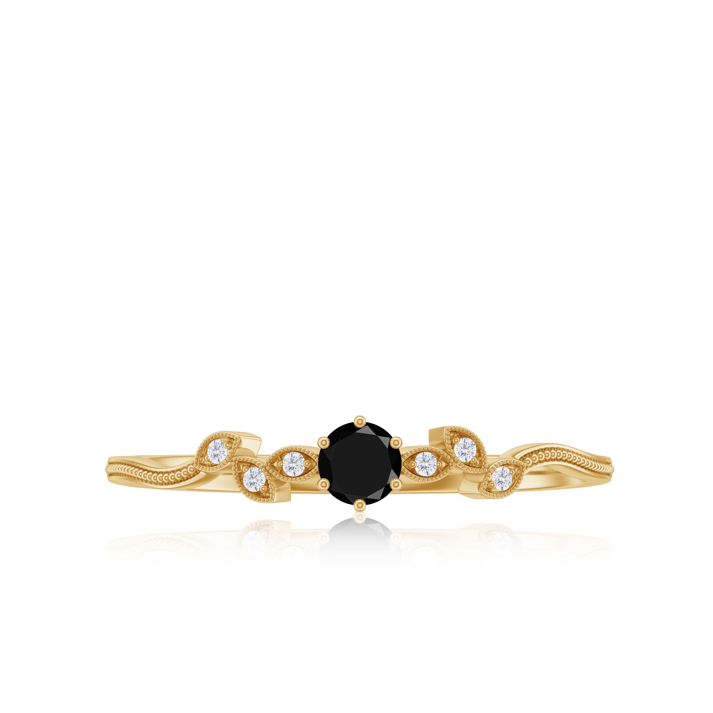 Black Onyx and Diamond Nature Inspired Promise Ring