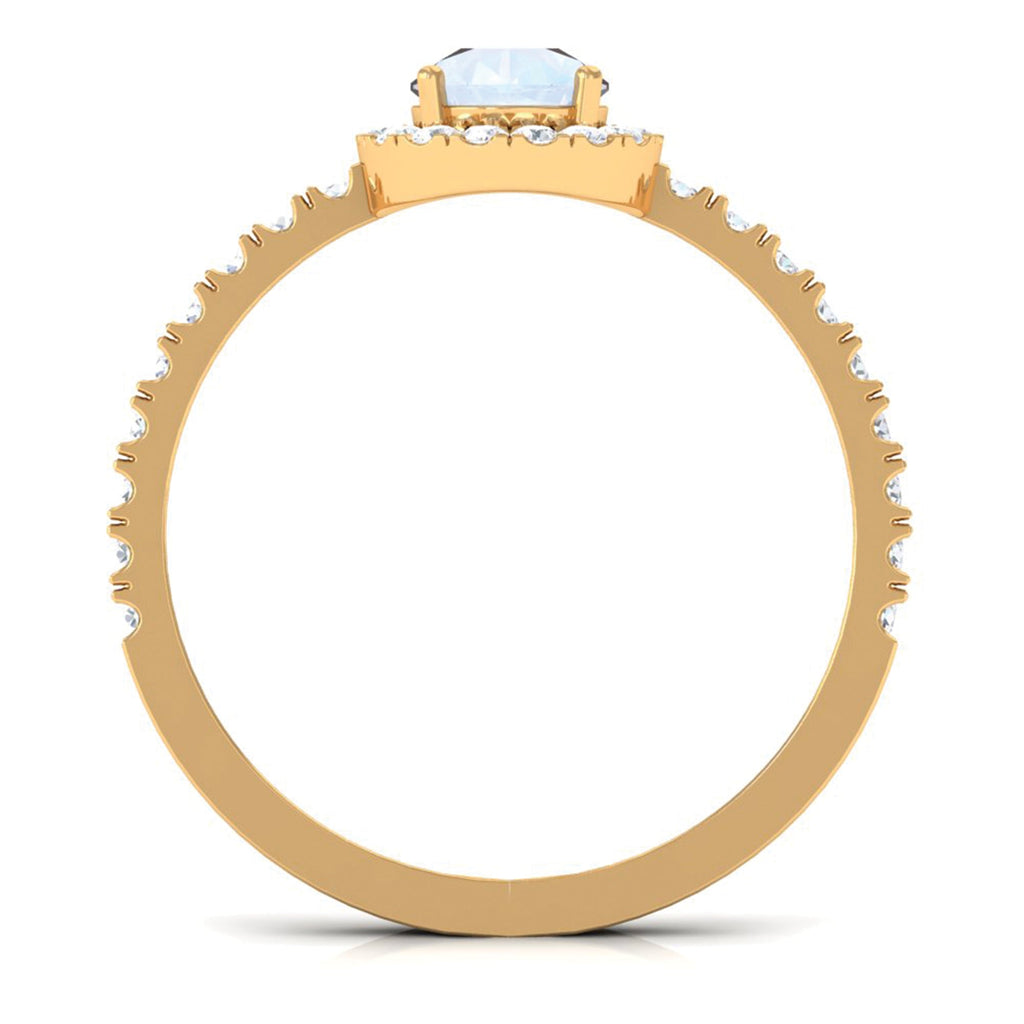 1.25 CT Pear Cut Moonstone Solitaire Simple Engagement Ring with Diamond Accent