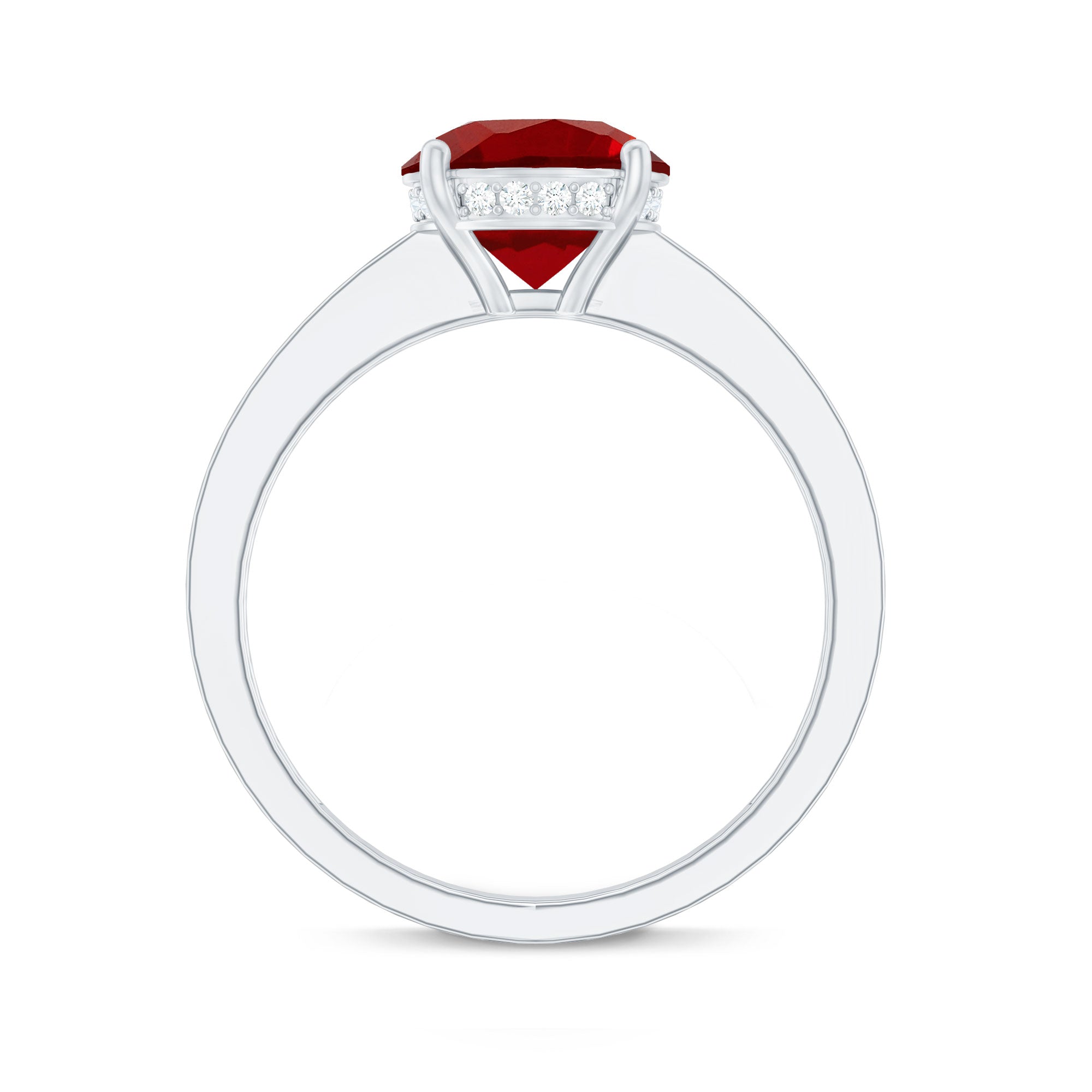 Lab Grown Ruby Simple Solitaire Engagement Ring with Diamond