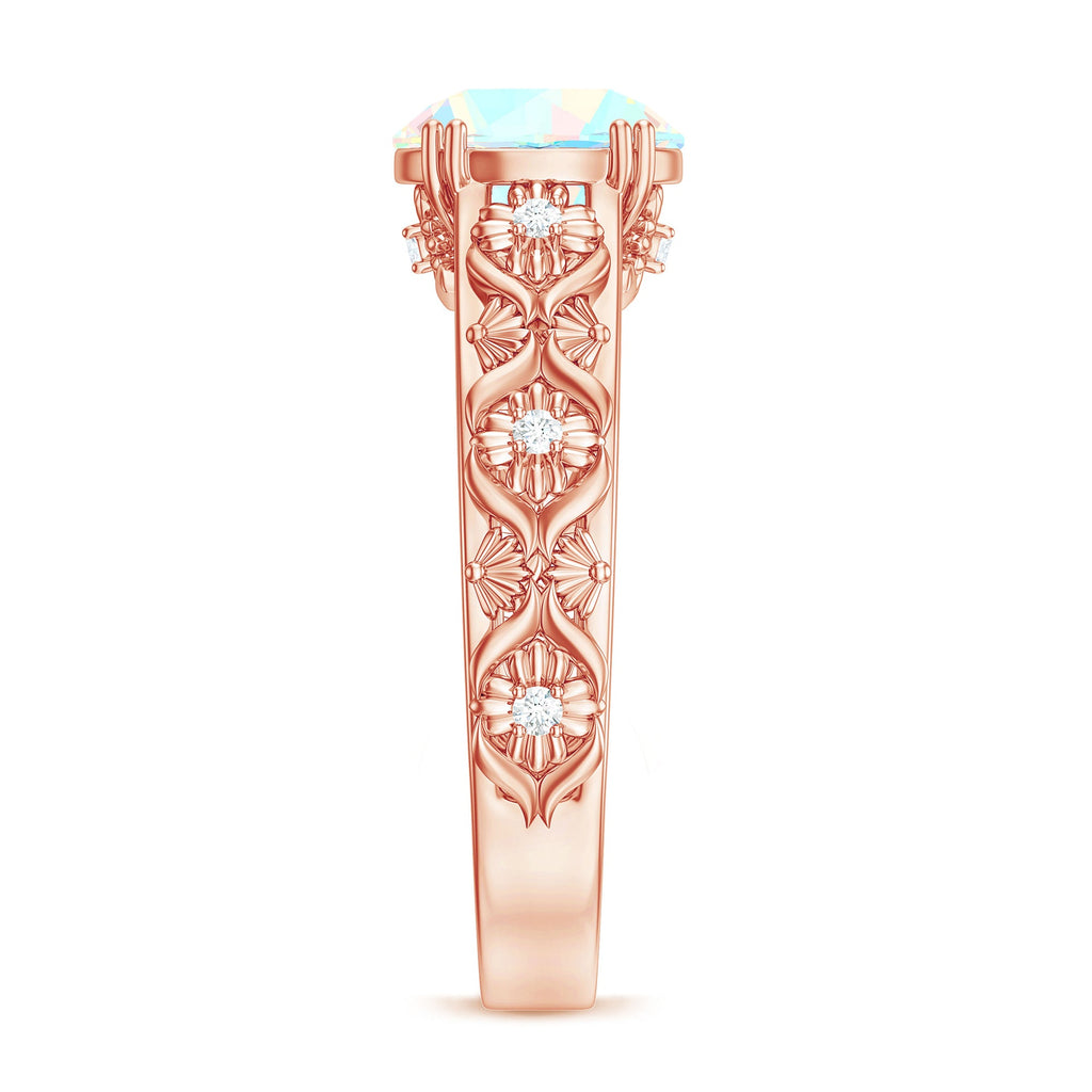 Nature Inspired 8mm Ethiopian Opal Engagement Ring with Diamond