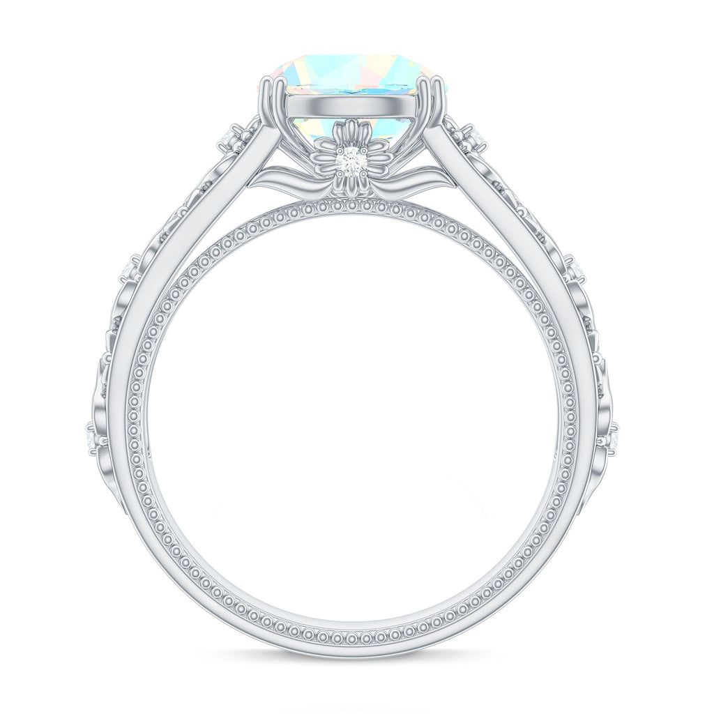 Nature Inspired 8mm Ethiopian Opal Engagement Ring with Diamond