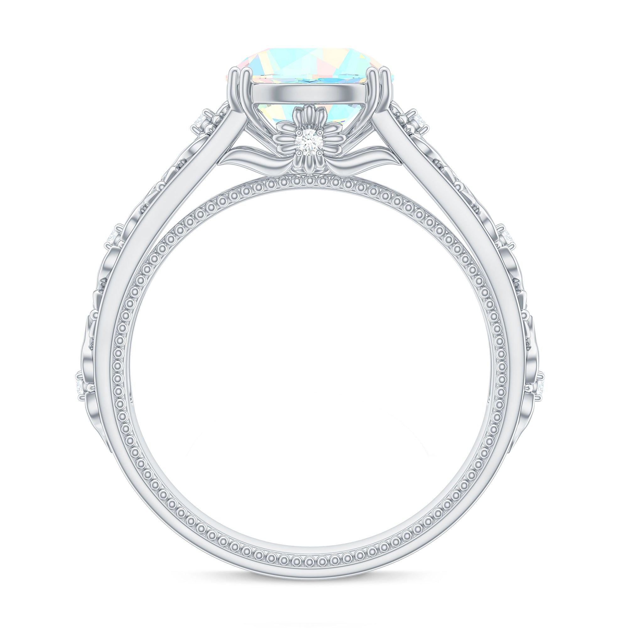 Nature Inspired 8mm Ethiopian Opal Engagement Ring with Diamond