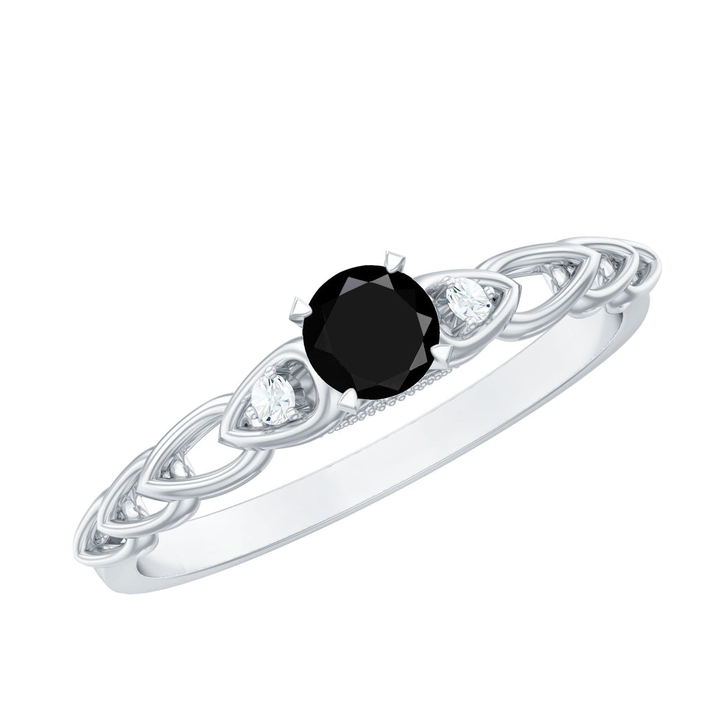 Certified 0.84 Carat Lab Grown Black Diamond Promise Ring with White Diamond