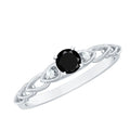 Certified 0.84 Carat Lab Grown Black Diamond Promise Ring with White Diamond