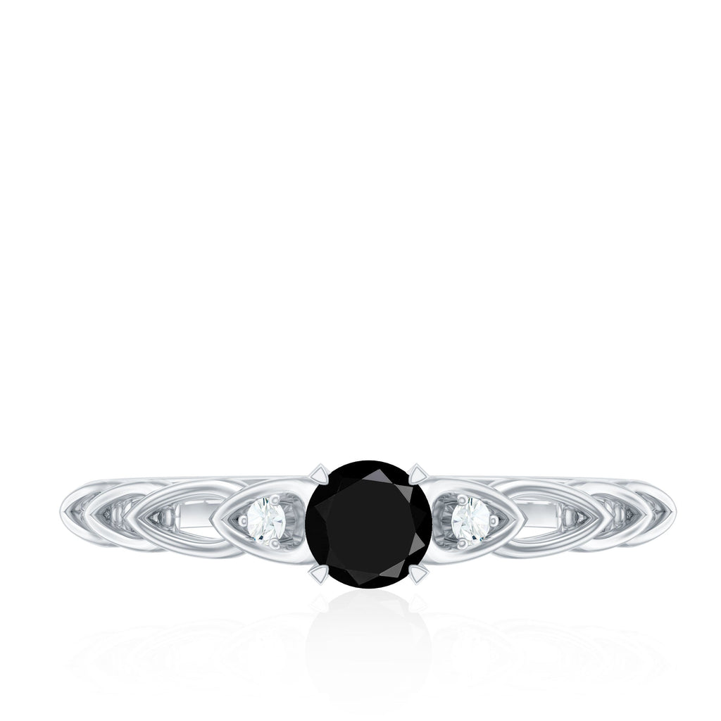 Certified 0.84 Carat Lab Grown Black Diamond Promise Ring with White Diamond