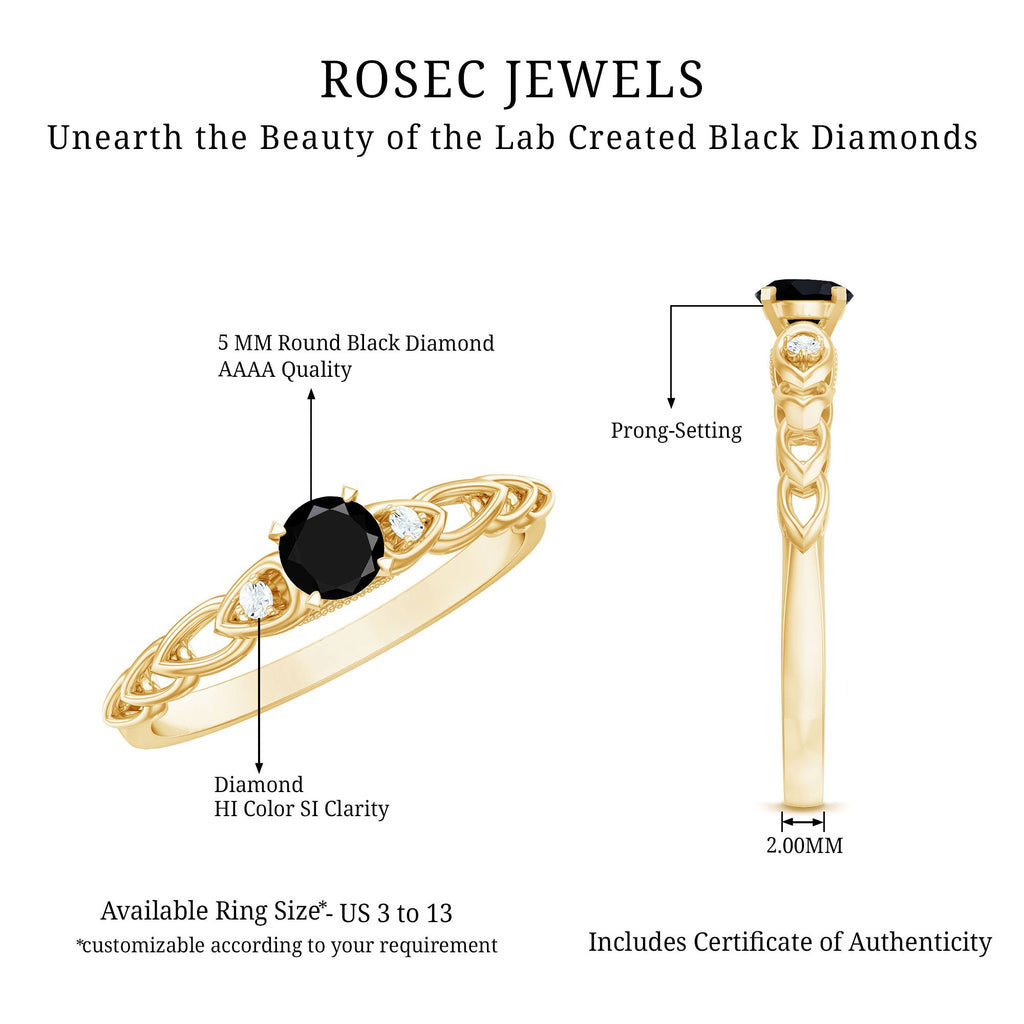 Certified 0.84 Carat Lab Grown Black Diamond Promise Ring with White Diamond