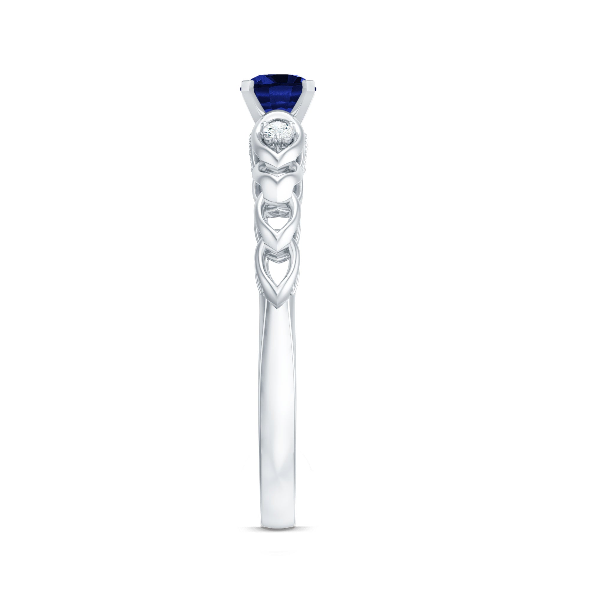 Certified 0.6 Carat Lab Grown Blue Sapphire Diamond Promise Ring