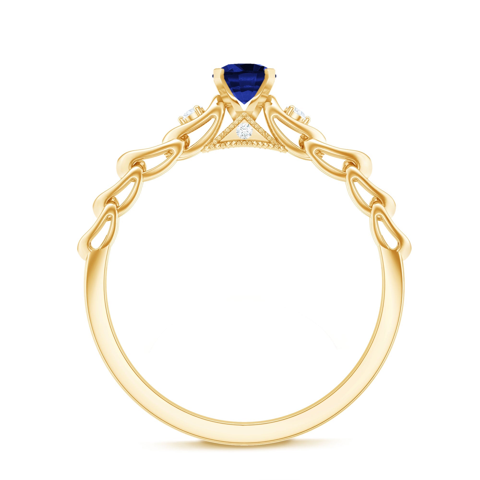 Certified 0.6 Carat Lab Grown Blue Sapphire Diamond Promise Ring