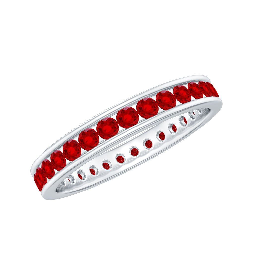 Channel Set Round Lab Created Ruby Eternity Band Ring for Women