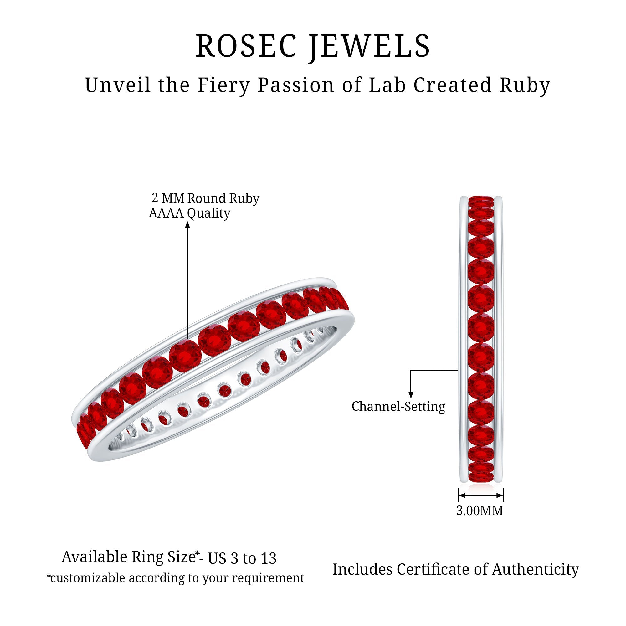 Channel Set Round Lab Created Ruby Eternity Band Ring for Women