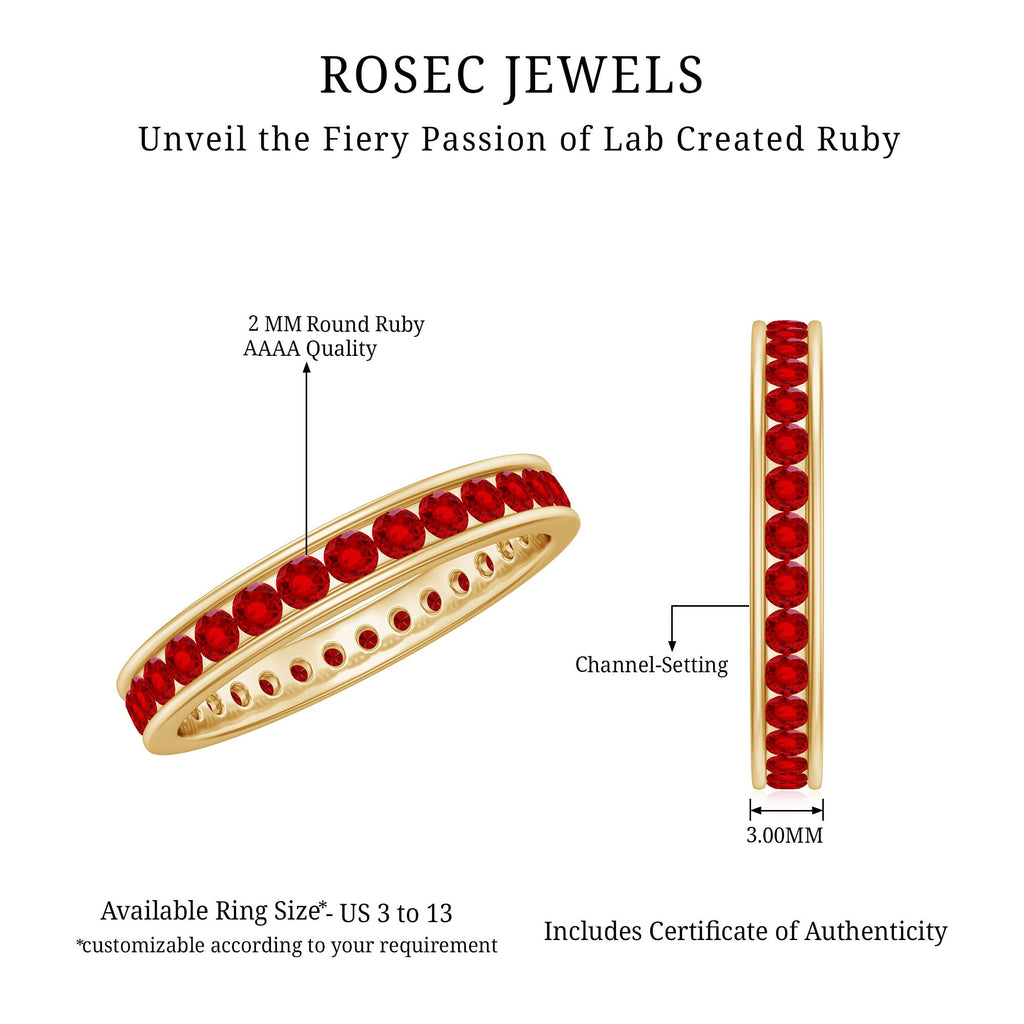 Channel Set Round Lab Created Ruby Eternity Band Ring for Women