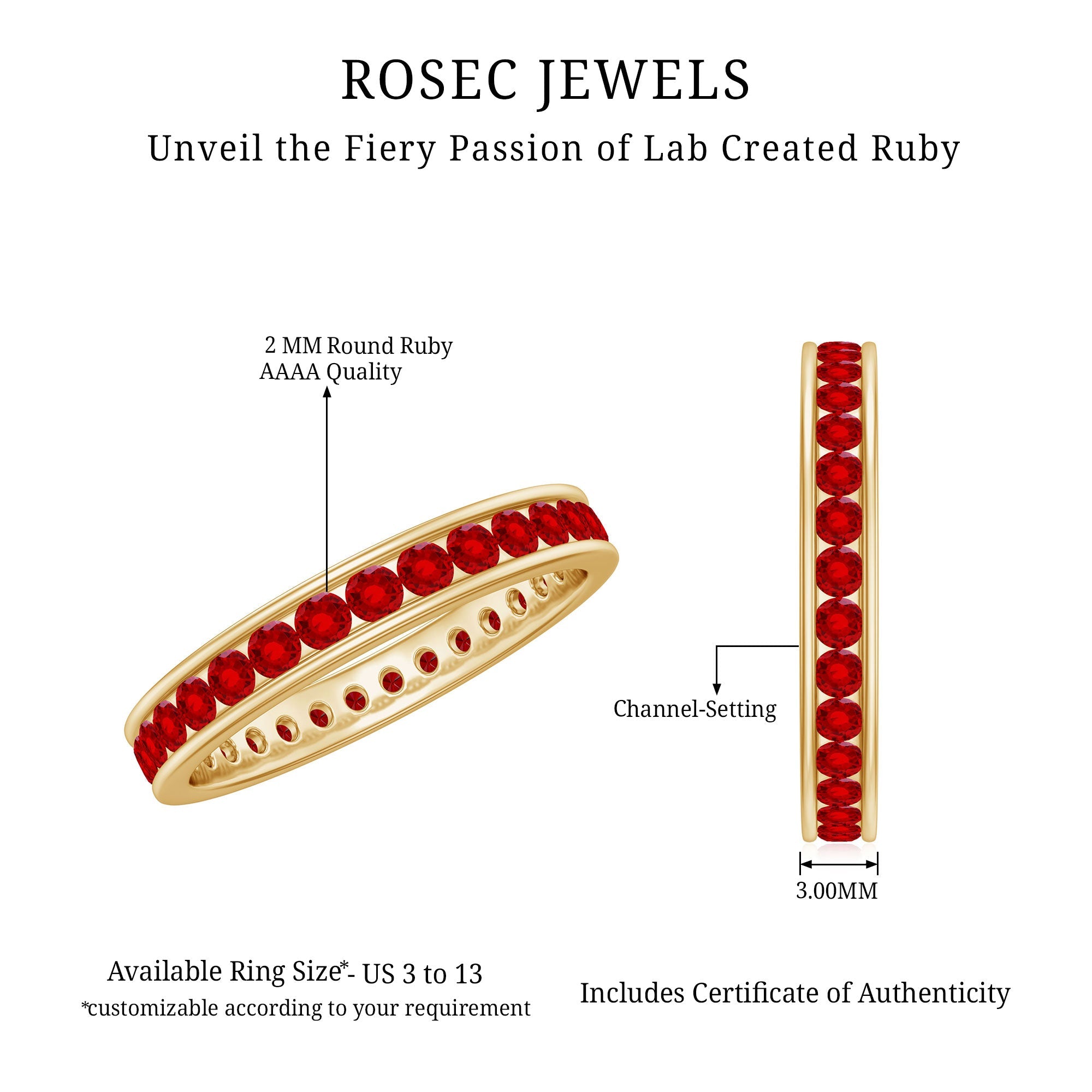 Channel Set Round Lab Created Ruby Eternity Band Ring for Women