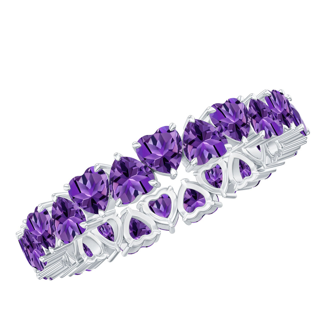 Genuine February Birthstone Amethyst Heart Eternity Ring