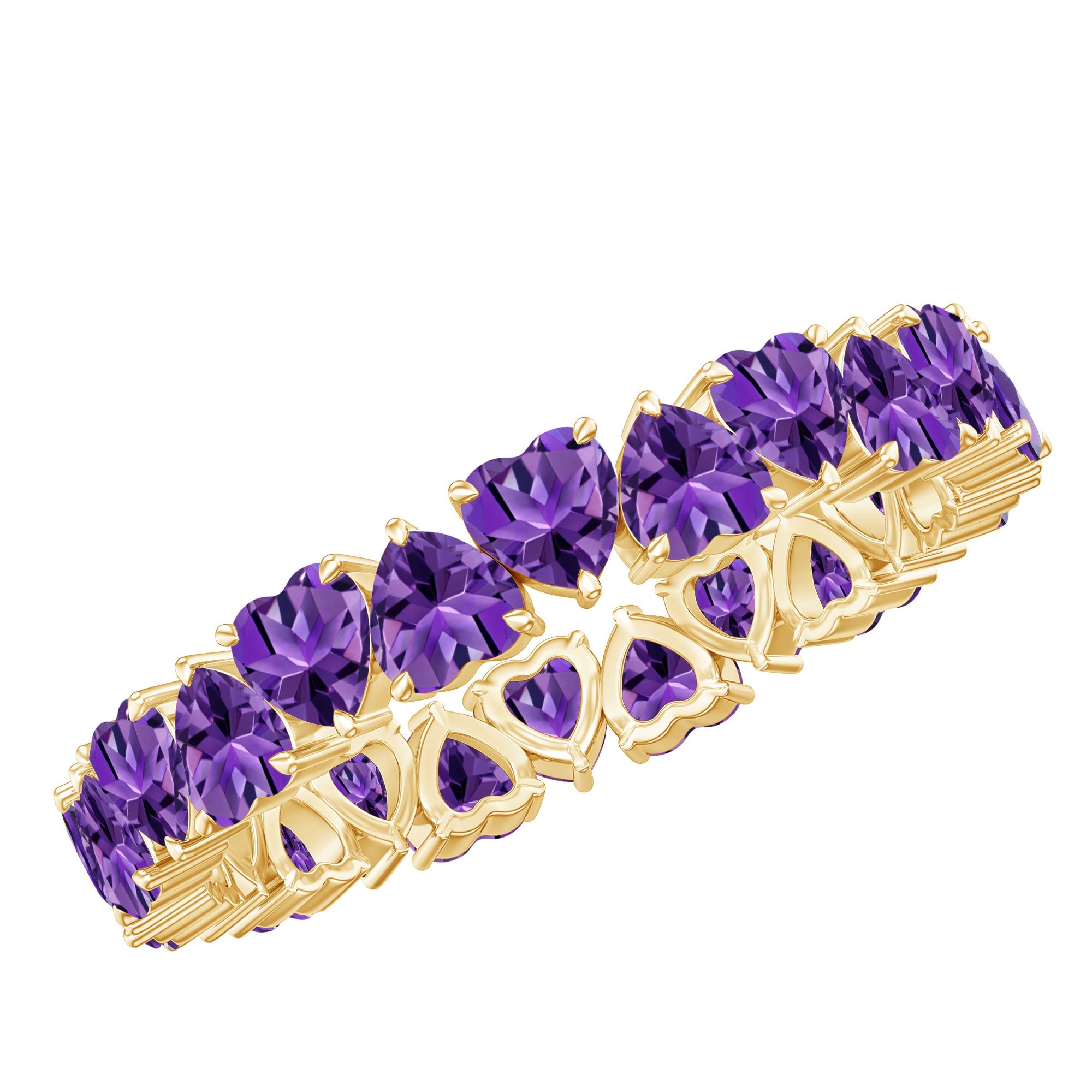 Genuine February Birthstone Amethyst Heart Eternity Ring