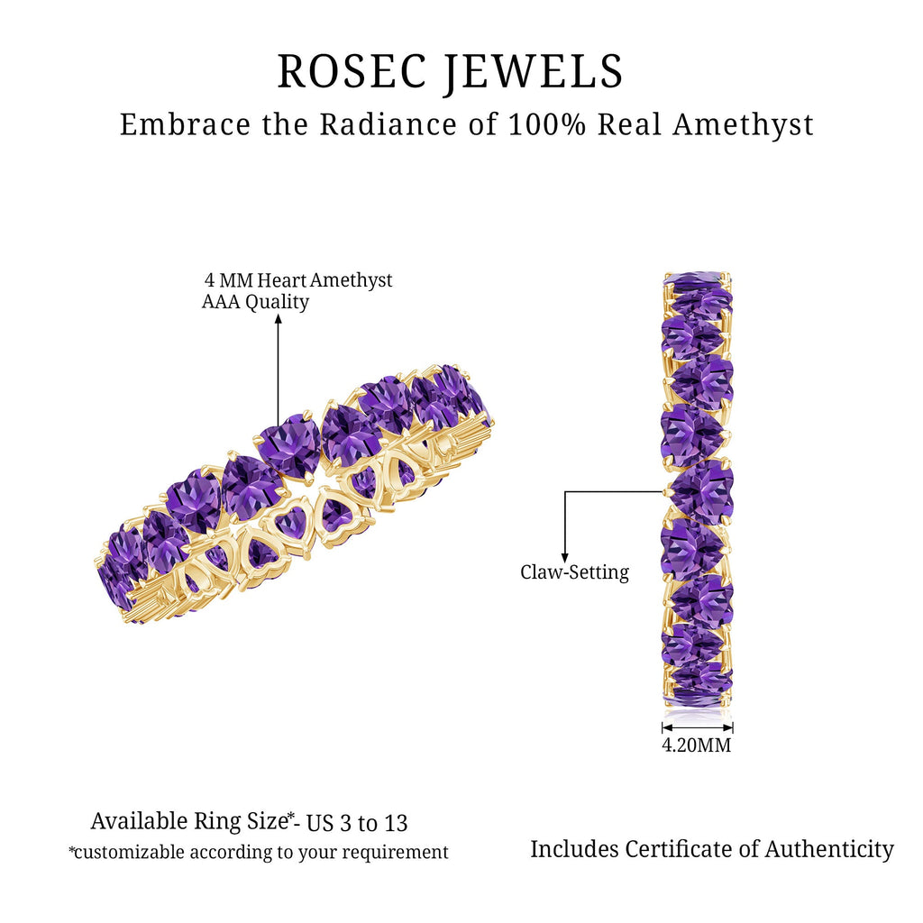 Genuine February Birthstone Amethyst Heart Eternity Ring