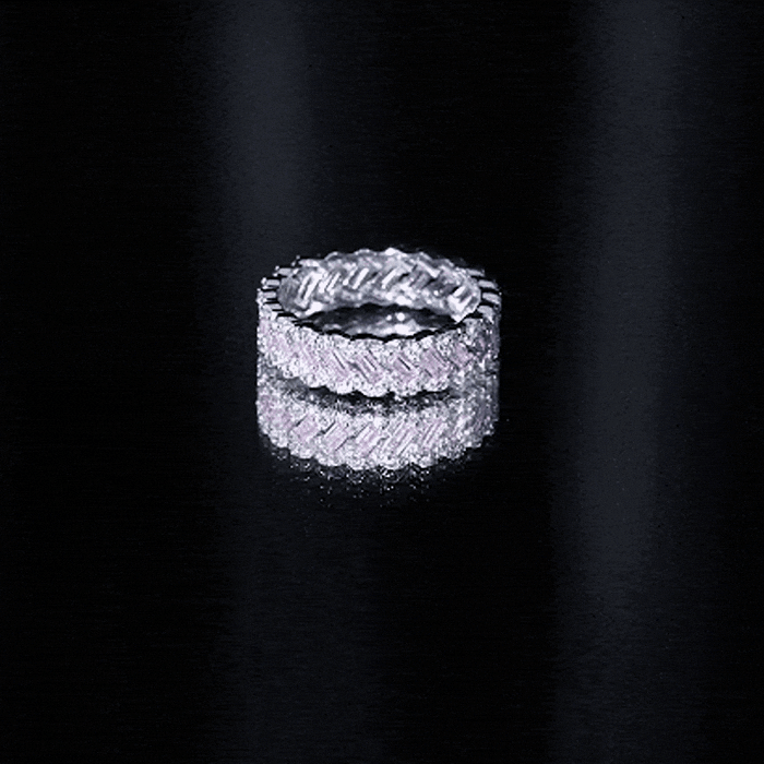 Baguette Lab Grown Pink Sapphire Eternity Band with Diamond