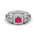 Ruby Vintage Engagement Ring with Diamond