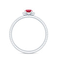 Certified Lab Grown Ruby and Diamond Halo Engagement Ring