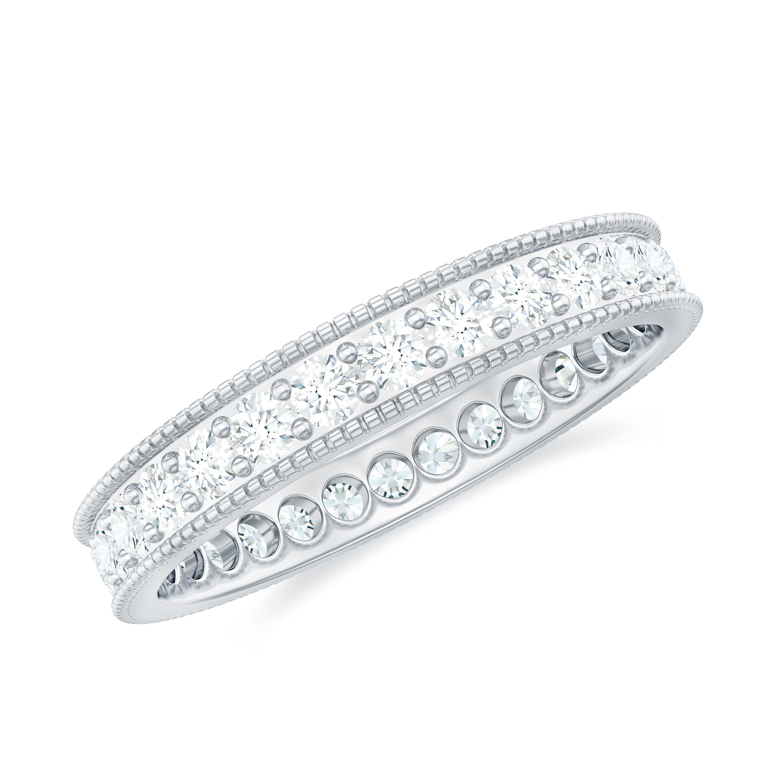 Moissanite Band Ring with Milgrain Detailing