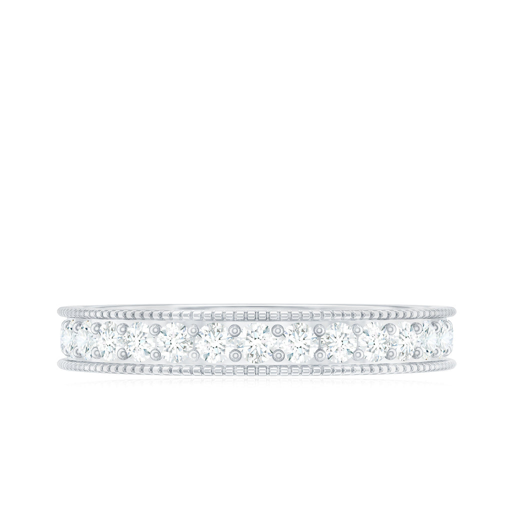 Moissanite Band Ring with Milgrain Detailing