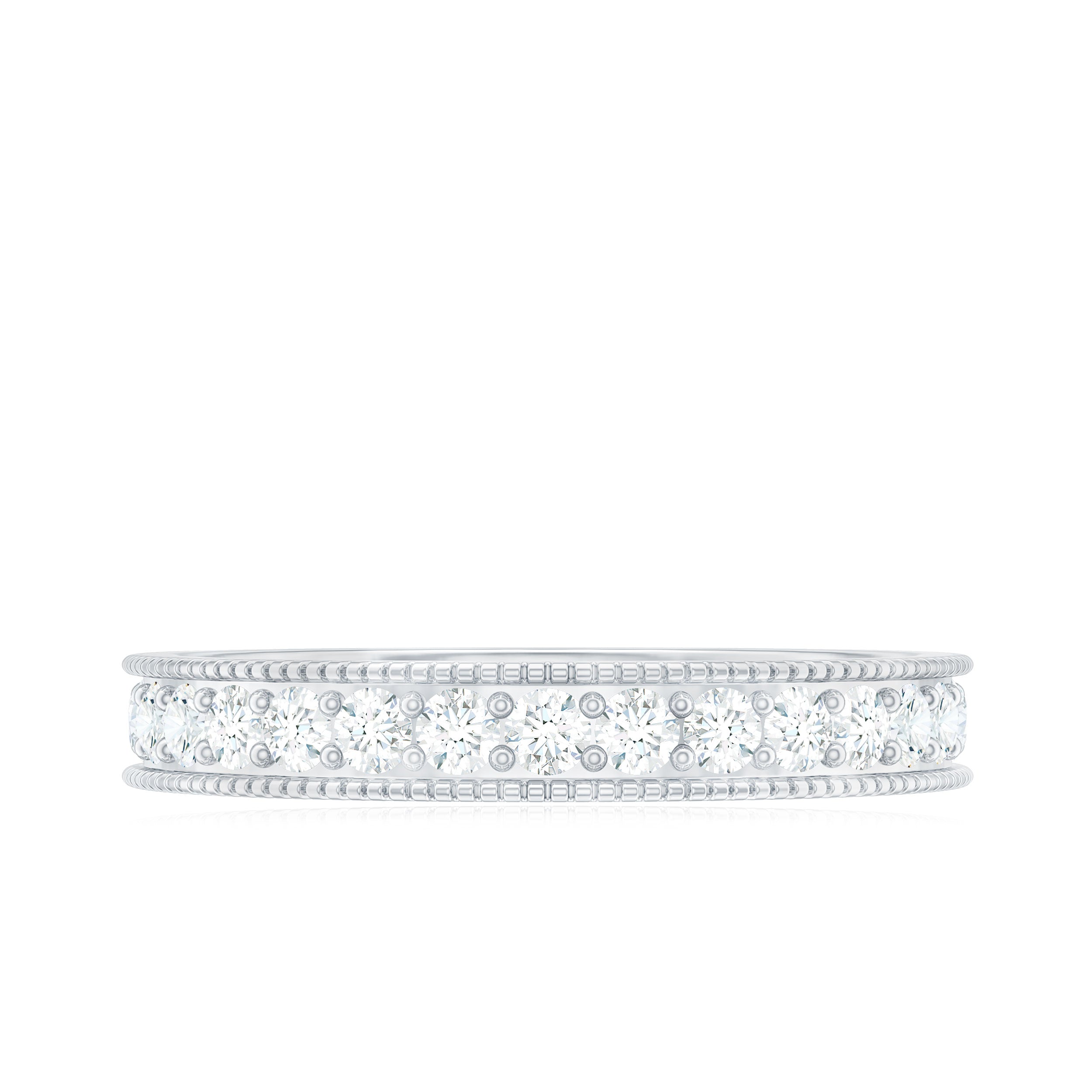 Moissanite Band Ring with Milgrain Detailing