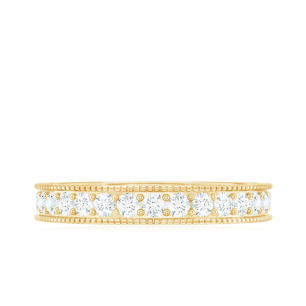 Moissanite Band Ring with Milgrain Detailing