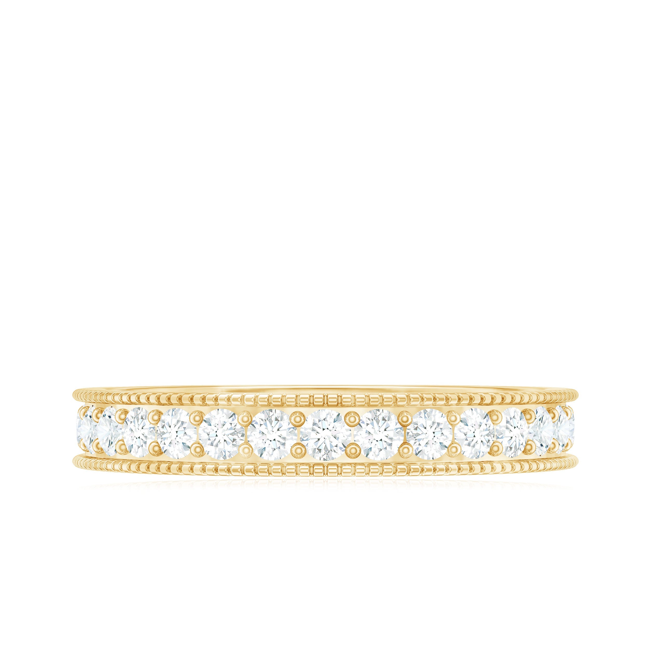 Moissanite Band Ring with Milgrain Detailing