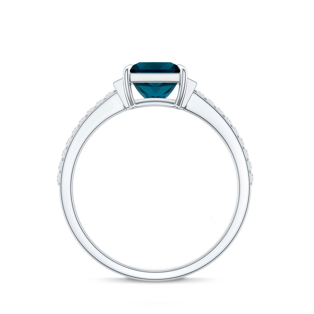 6mm Princess Cut London Blue Topaz Classic Engagement Ring with Diamond