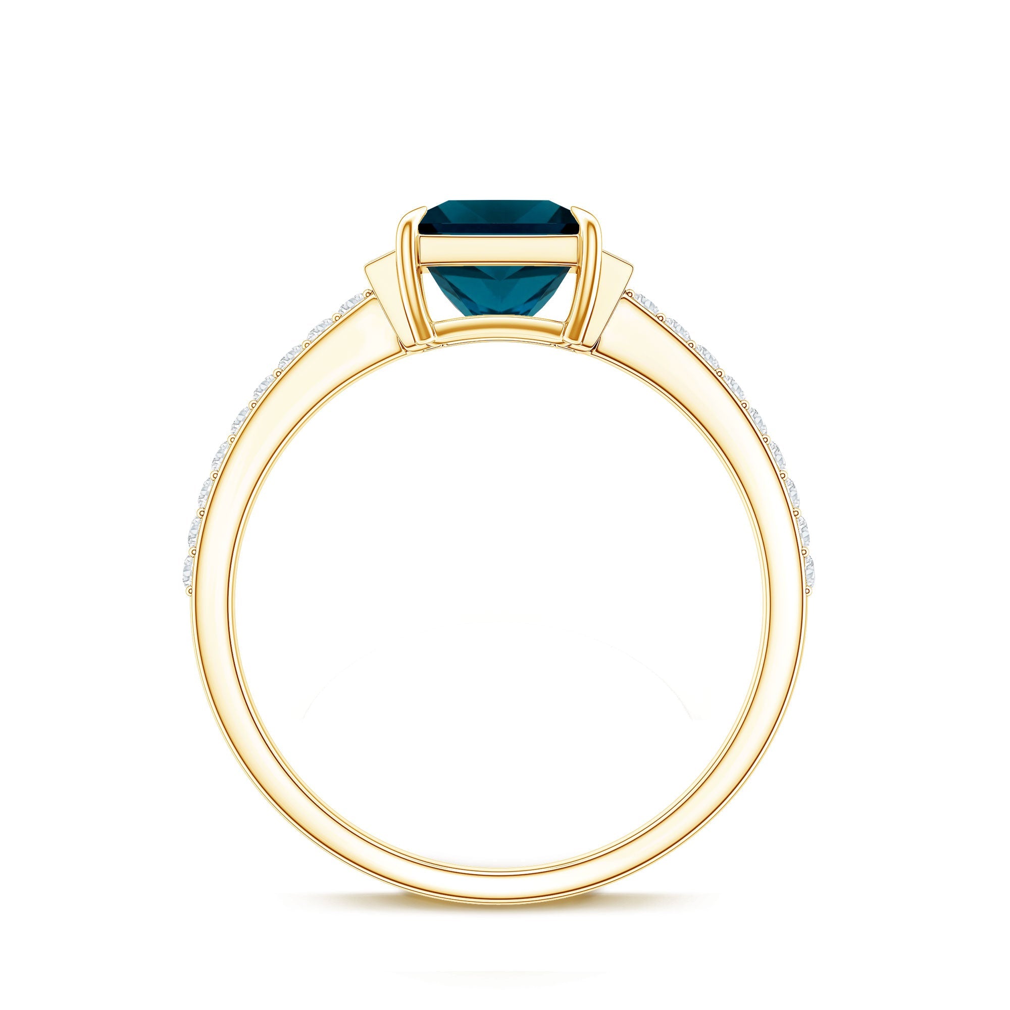 6mm Princess Cut London Blue Topaz Classic Engagement Ring with Diamond