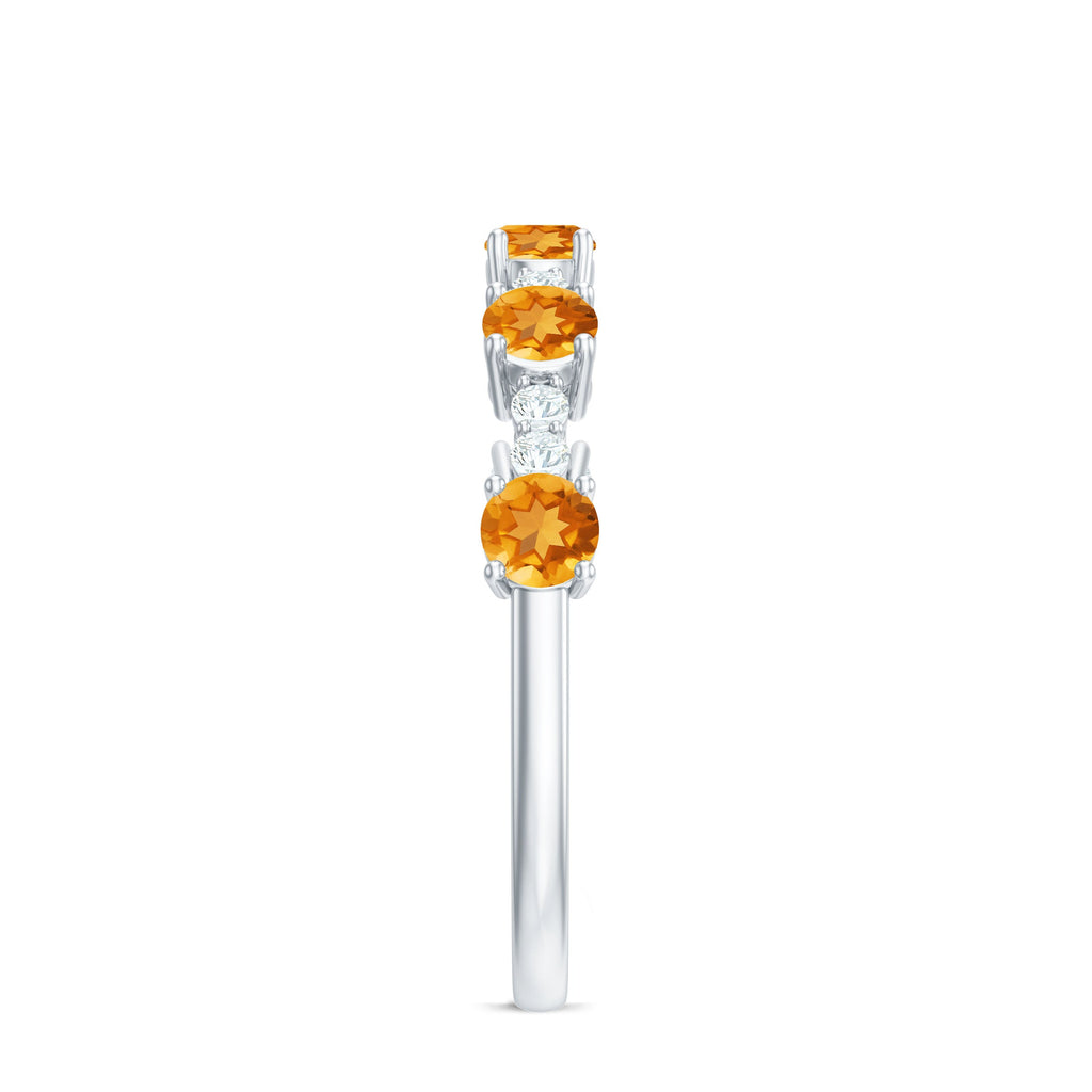 Natural Citrine Diamond Half Eternity Ring for Anniversary