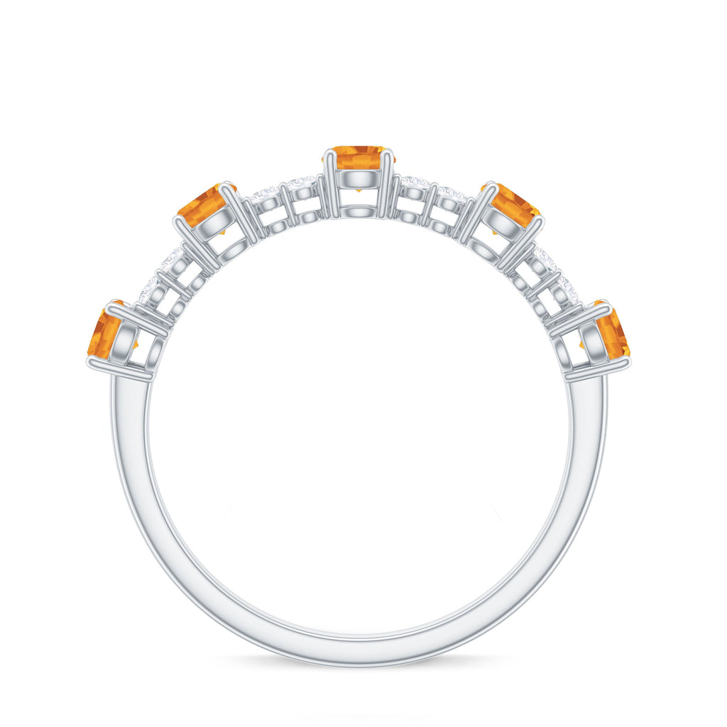 Natural Citrine Diamond Half Eternity Ring for Anniversary