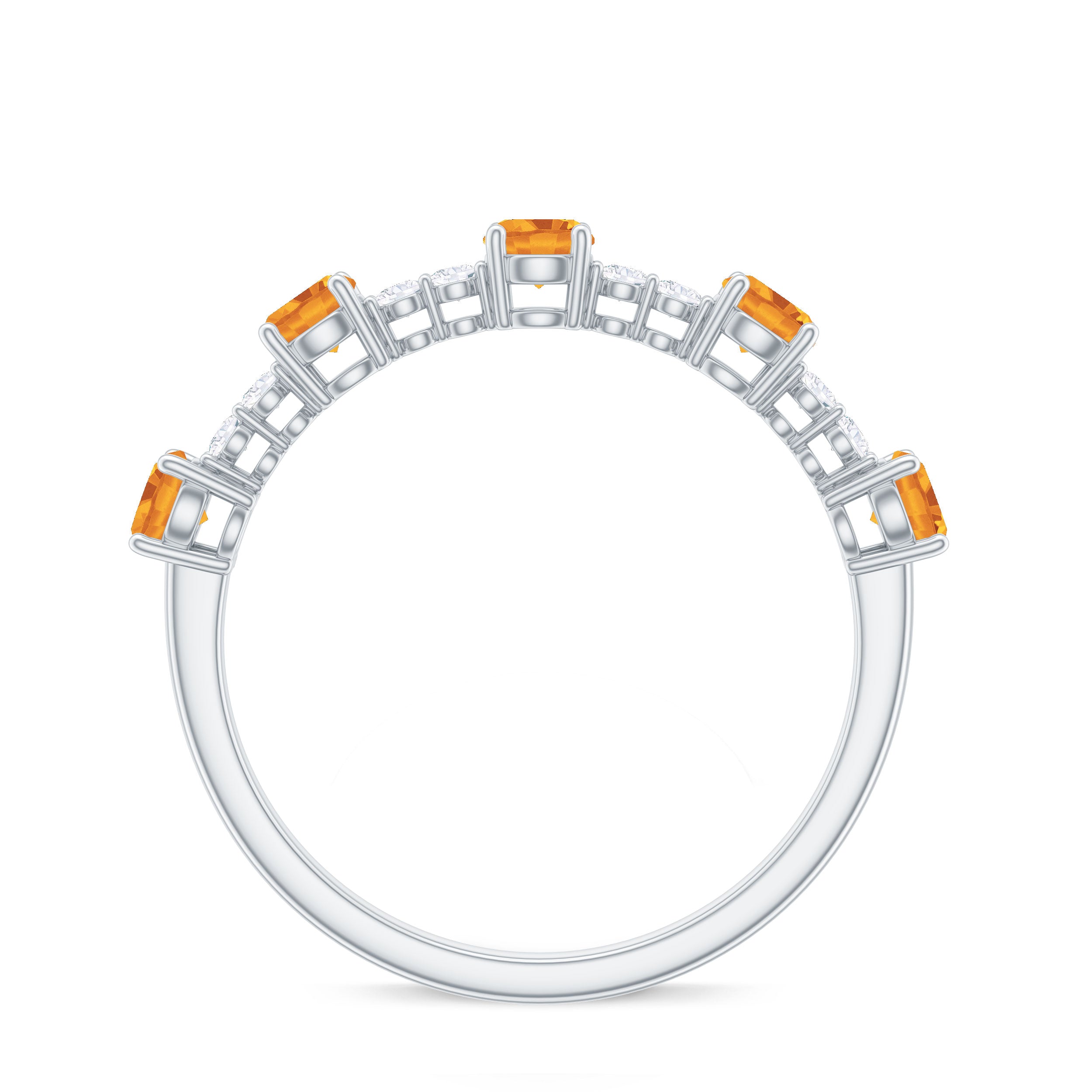 Natural Citrine Diamond Half Eternity Ring for Anniversary