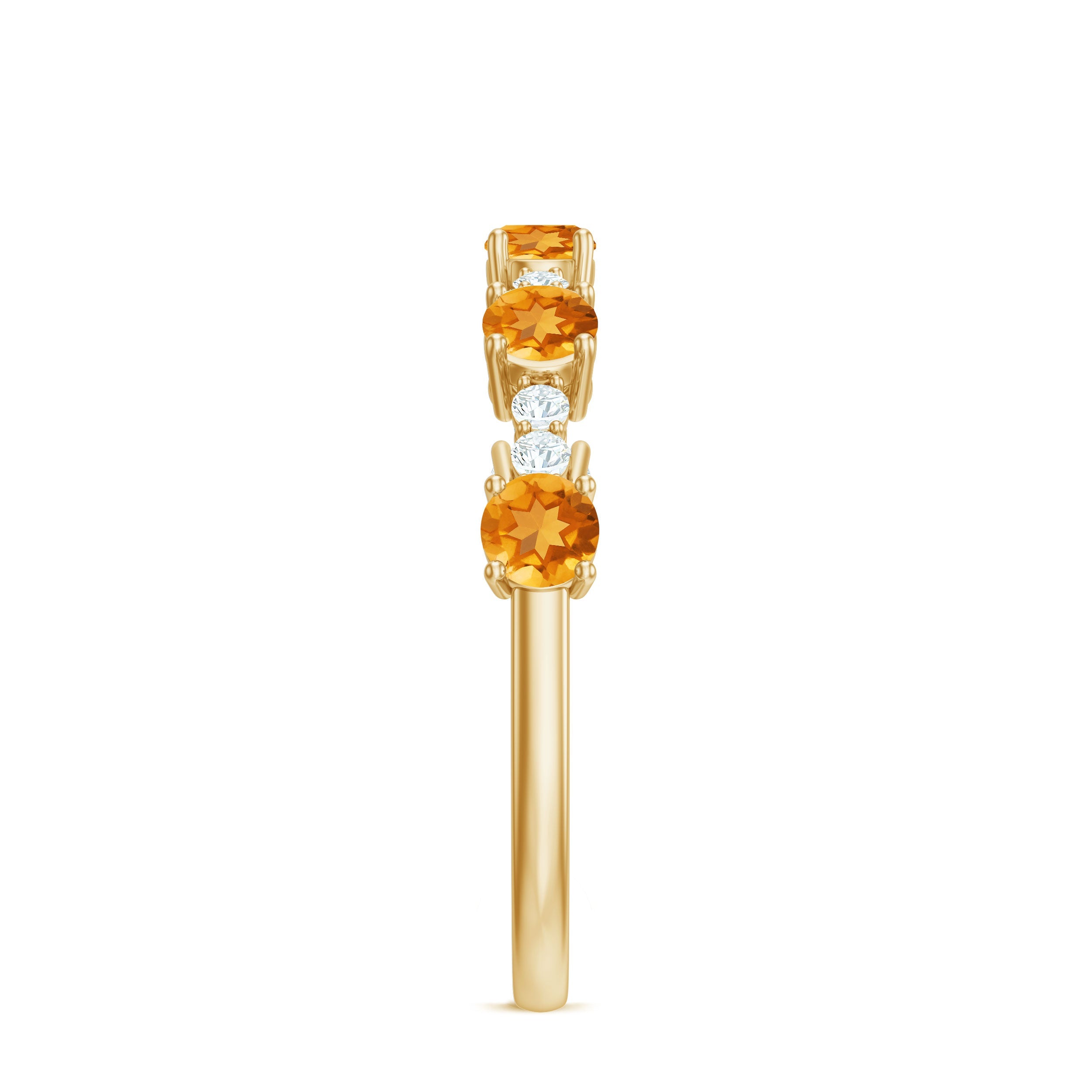 Natural Citrine Diamond Half Eternity Ring for Anniversary