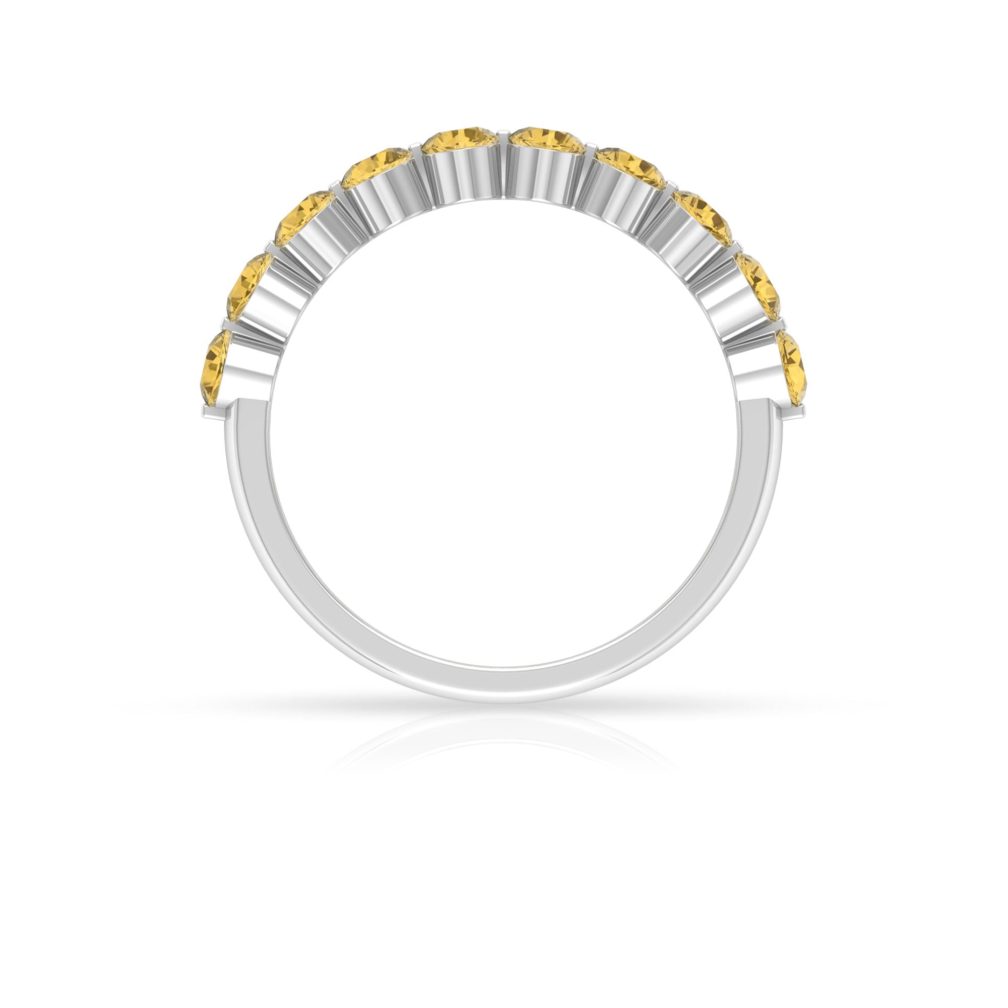 Simple Round Citrine Half Eternity Band Ring
