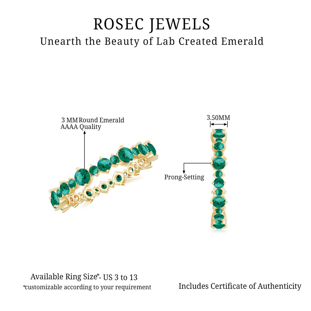 Lab Grown Emerald Full Eternity Wedding Anniversary Ring with Certificate