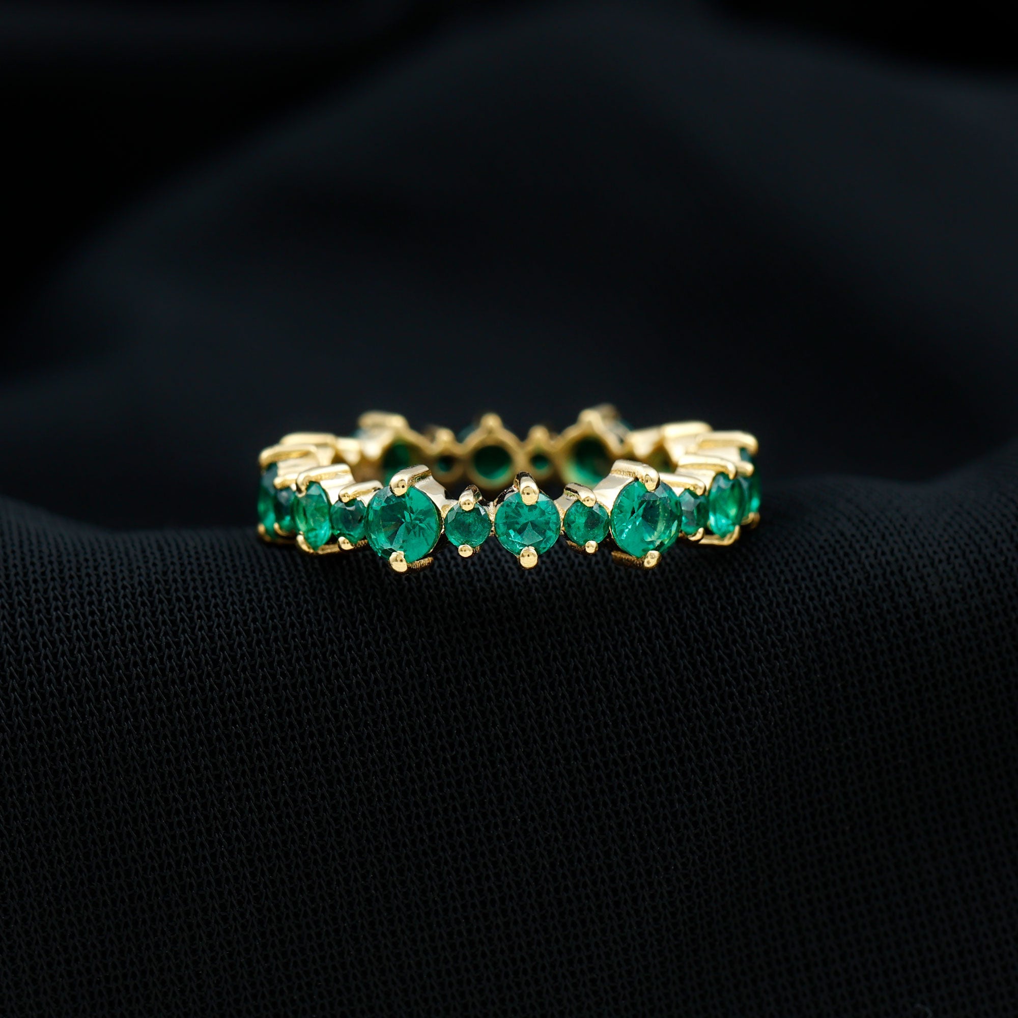 Lab Grown Emerald Full Eternity Wedding Anniversary Ring with Certificate