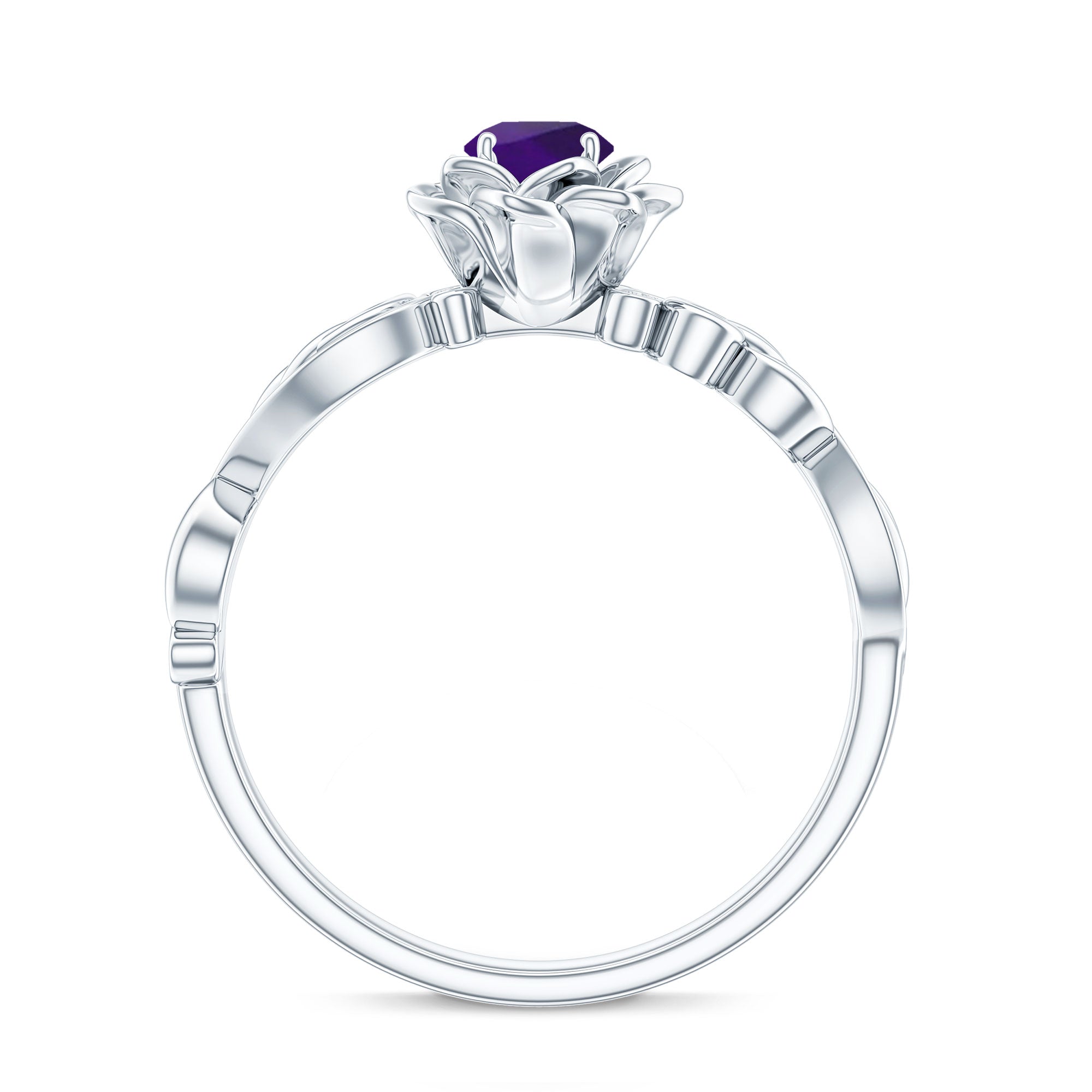 1/2 CT Floral Inspired Amethyst and Diamond Engagement Ring