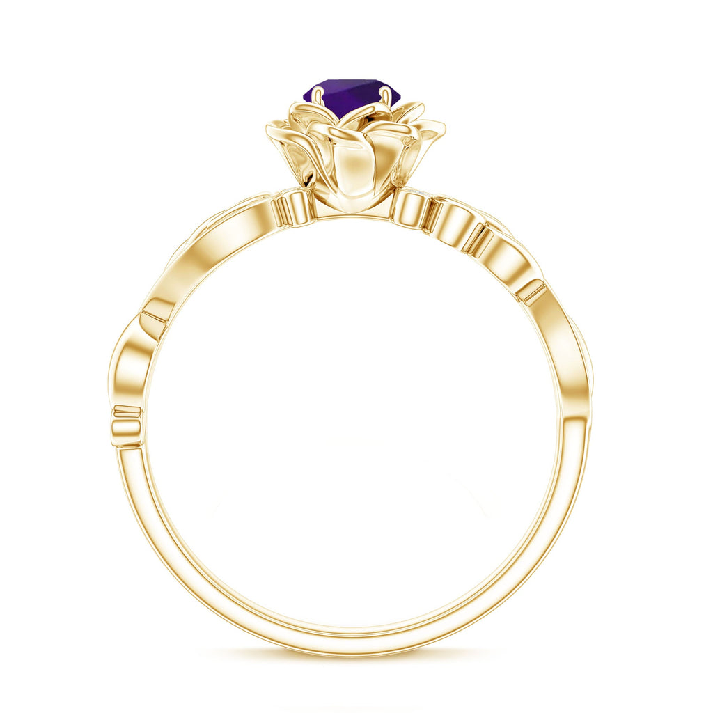 1/2 CT Floral Inspired Amethyst and Diamond Engagement Ring